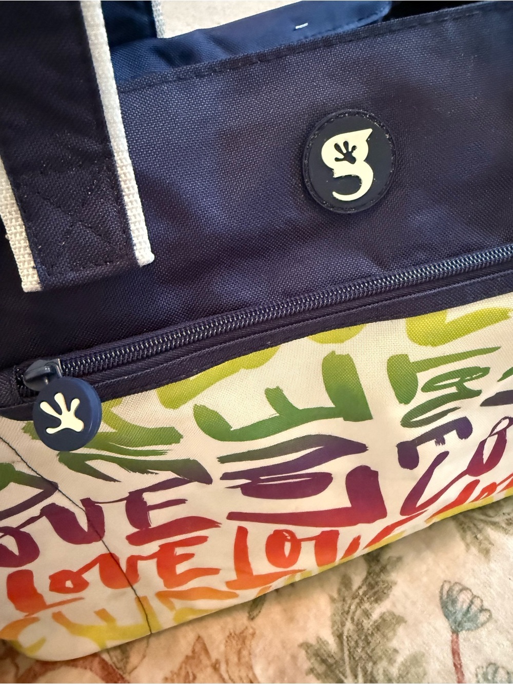 GeckobrandsNavy & Multi 'Love' Print Canvas Tote - Picture 2 of 8